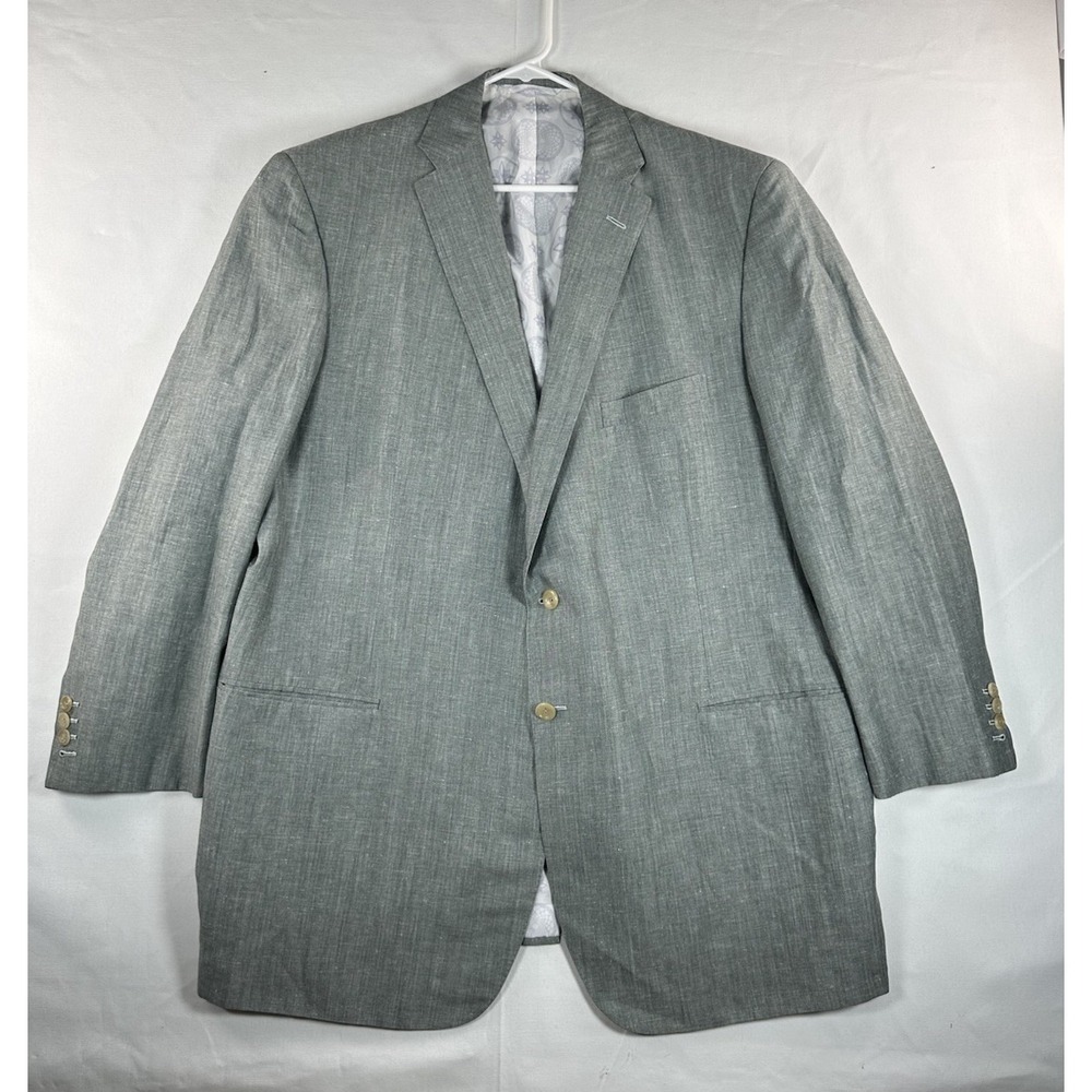 Oxxford Clothes Jacket Men's 52L Long Green* 2 Button Sports Coat Linen Blend